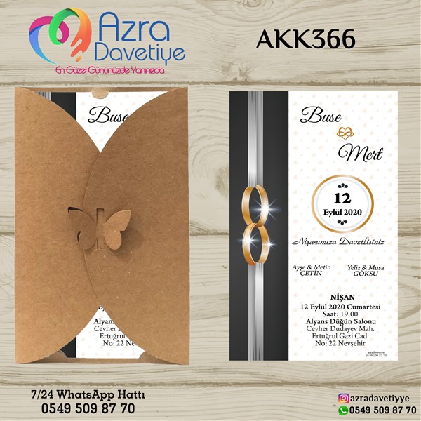 AKK366 Kelebek Davetiye - AKK366 - Görsel 1